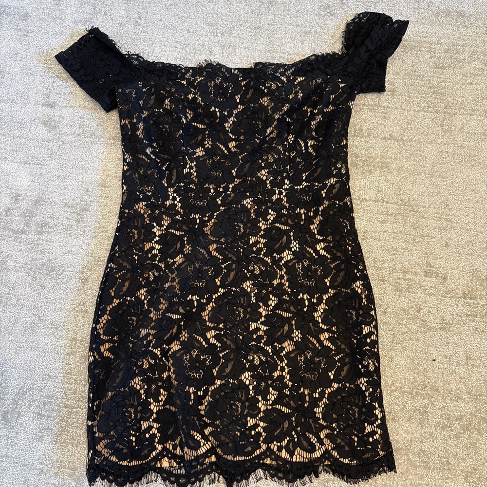 Elegant Black Lace Off-Shoulder Dress